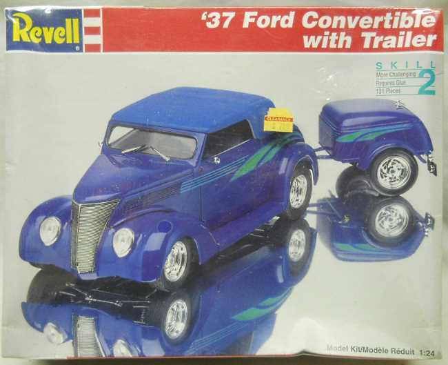 Revell 1/25 1937 Ford Convertible with Trailer, 7245 plastic model kit
